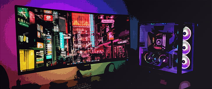 RGB, desk, HD wallpaper