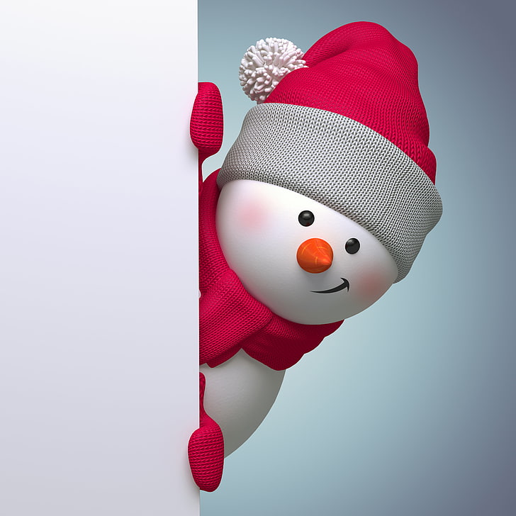 snowman illustration, rendering, new year, snowman, christmas, cute, banner, HD wallpaper
