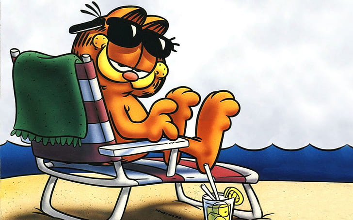 Garfield Animated, cat, tomcat, orange, funny, HD wallpaper