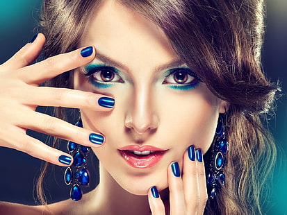 Makeup fashion girl, blue style, Makeup, Fashion, Girl, Blue, Style, HD wallpaper HD wallpaper