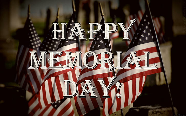 Happy memorial day with flag, happy memorial day text, holidays, memorial day, america, flag, HD wallpaper