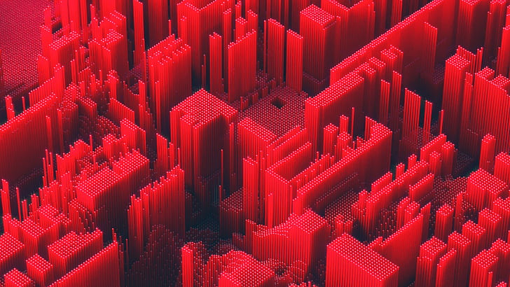 abstrak, 3D, merah, render, seni digital, Wallpaper HD
