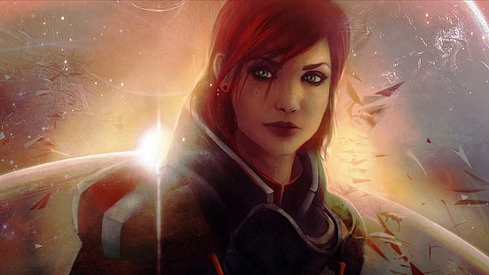 kvinna i svart topp, Mass Effect, Commander Shepard, Jane Shepard, rymd, videospel, Mass Effect 3, HD tapet HD wallpaper