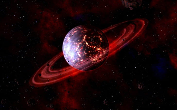 ดาวเคราะห์วงแหวนดาวเคราะห์อวกาศศิลปะอวกาศศิลปะดิจิทัล, วอลล์เปเปอร์ HD
