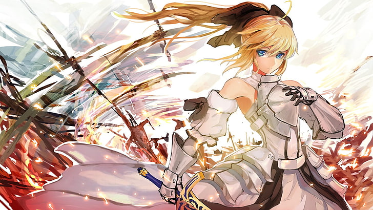 anime, Fate Series, Saber Lily, anime girls, HD wallpaper