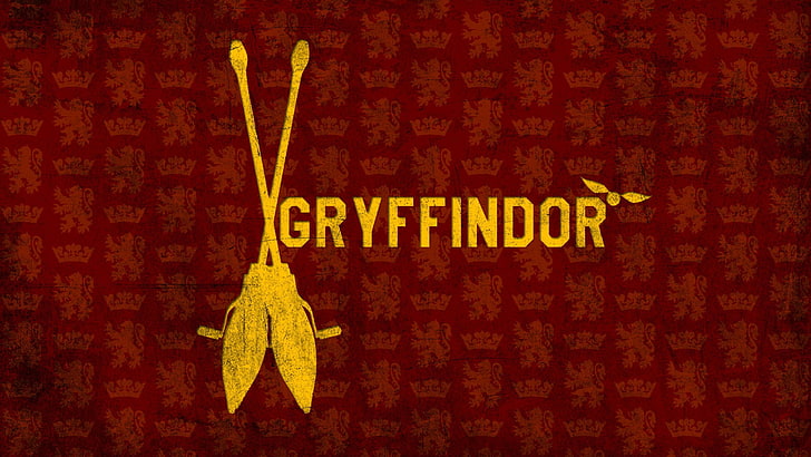 Gryffindor logo, Harry Potter, broom, Gryffindor, Snitch, HD wallpaper