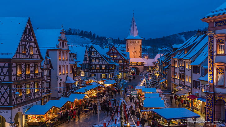 سوق عيد الميلاد ، جينجنباخ ، ألمانيا ، العطل، خلفية HD