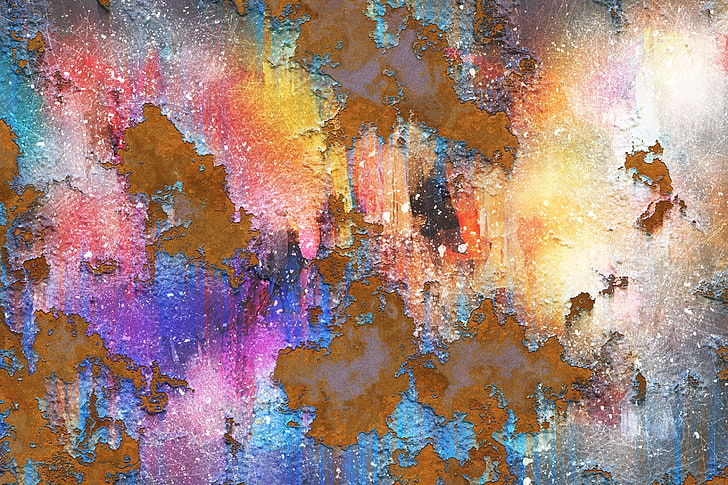 brown and multicolored digital wallpaper, texture, wall, peeling, surface, paint, HD wallpaper