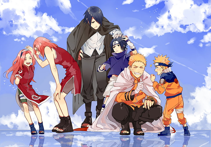 Anime, Naruto, Naruto Uzumaki, Sakura Haruno, Sasuke Uchiha, HD tapet