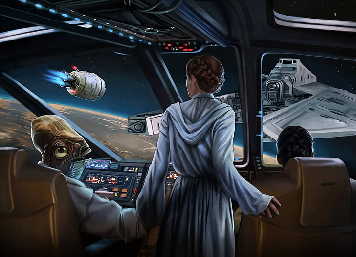 ilustração de Guerra nas Estrelas, Guerra nas Estrelas, Princesa Leia, Leia Organa, ficção científica, Almirante Ackbar, HD papel de parede