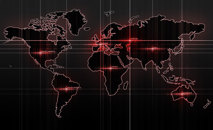 Carte du monde rouge, illustration de la carte du monde, voyage, cartes, monde, Fond d'écran HD