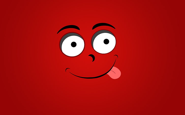 red emoticon clip-art, minimalism, HD wallpaper