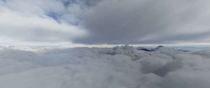 Microsoft Flight Simulator 2020, облака, cessna, искусство видеоигр, сверхширокий, HD обои