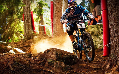 Extreme Mountainbike Sport HD Wallpaper 01, blau Motocross-Dirt-Bike, HD-Hintergrundbild HD wallpaper
