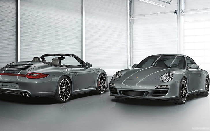 2011 Nowe samochody Porsche 911 Carrera GTS, 2 szare samochody porsche, 2011, samochody, porsche, carrera, Tapety HD