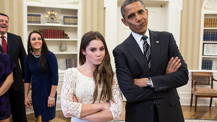 Barack Obama, Barack Obama, McKayla Maroney, wanita, pria, presiden, humor, Wallpaper HD