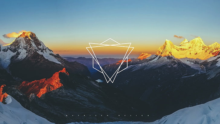 brauner und weißer Gletscherberg digitale Tapete, Berge, Wasser, Fotografie, digitale Kunst, Geometrie, polyscape, HD-Hintergrundbild