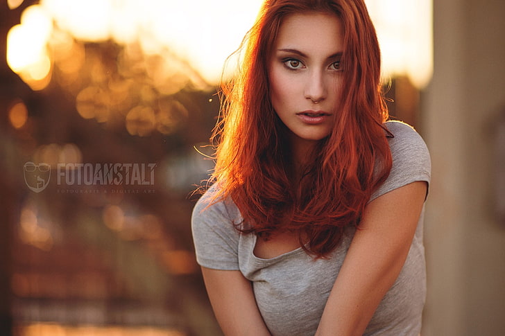 nose rings, face, Victoria Ryzhevolosaya, model, redhead, portrait, women, HD wallpaper