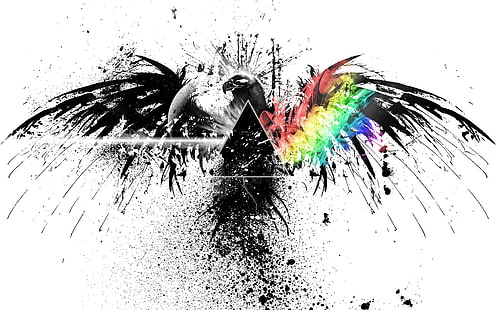 Ilustración de águila, Pink Floyd, pájaro, gráficos, spray, colores, Fondo de pantalla HD HD wallpaper