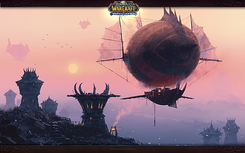 videospel, digital konst, World of Warcraft, Blizzard Entertainment, World of Warcraft: Wrath of the Lich King, fantasy art, horde, airships, HD tapet HD wallpaper