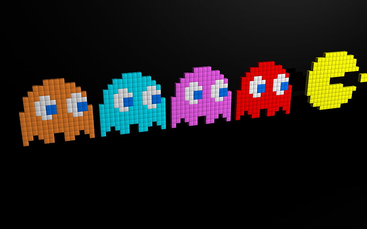 Pac-Man illustration, Classic, PacMan, Pixels, HD wallpaper