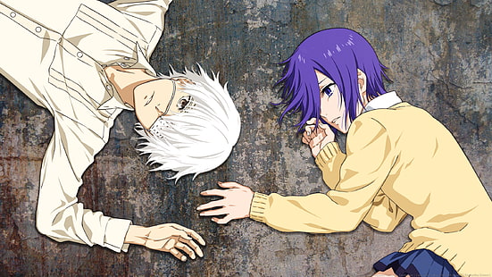 Carta da parati Kaneki Ken e Touka, anime, Tokyo Ghoul, Kaneki Ken, Kirishima Touka, Sfondo HD HD wallpaper