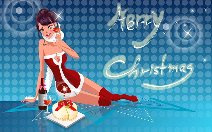 Intimate Christmas Vector Babe, christmas, babe, vector, intim, HD tapet