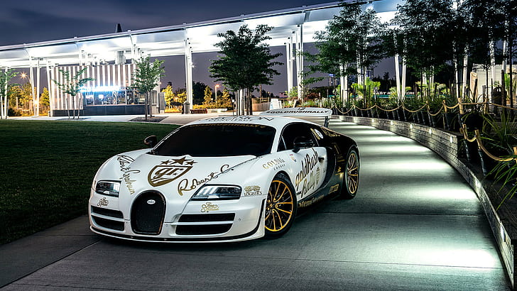 Bugatti, Veyron, Front, New York, NYC, White, Supersport, Spoiler, Pur Blanc, HD wallpaper