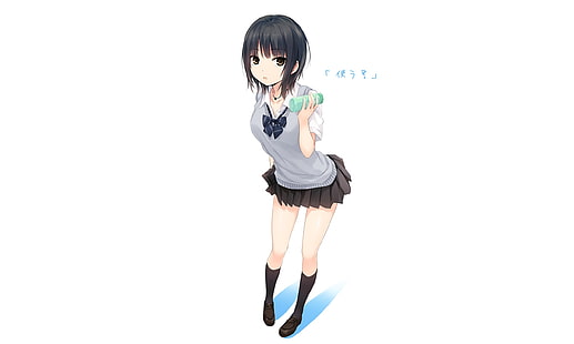 personajes originales, chicas anime, uniforme escolar, Coffee-Kizoku, Fondo de pantalla HD HD wallpaper