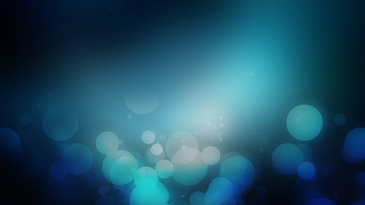 gelembung biru, bokeh, biru, seni digital, Wallpaper HD