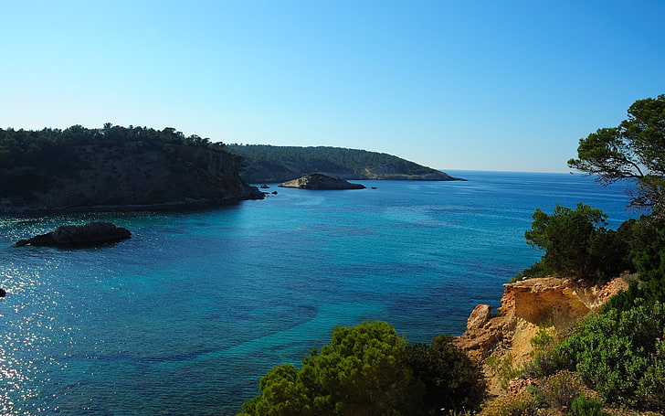 manzara, doğa, Ibiza, ada, deniz, sahil, defne, HD masaüstü duvar kağıdı