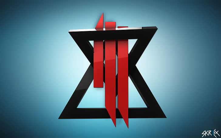 красно-черный логотип, Skrillex, музыка, логотип, HD обои
