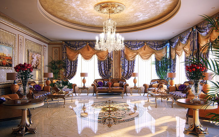 gray uplight chandelier, penthouse, suite, bathroom, marble, flat, chandelier, HD wallpaper