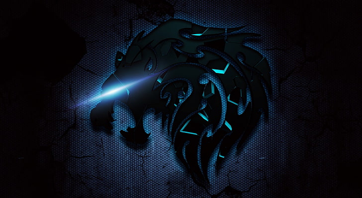 Cracked Lion Blue, svart lejon logo tapet, spel, andra spel, HD tapet