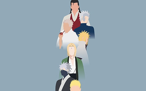 Anime, Naruto, Hashirama Senju, Hiruzen Sarutobi, Kakashi Hatake, Minato Namikaze, Naruto Uzumaki, Tobirama Senju, Tsunade (Naruto), HD wallpaper HD wallpaper