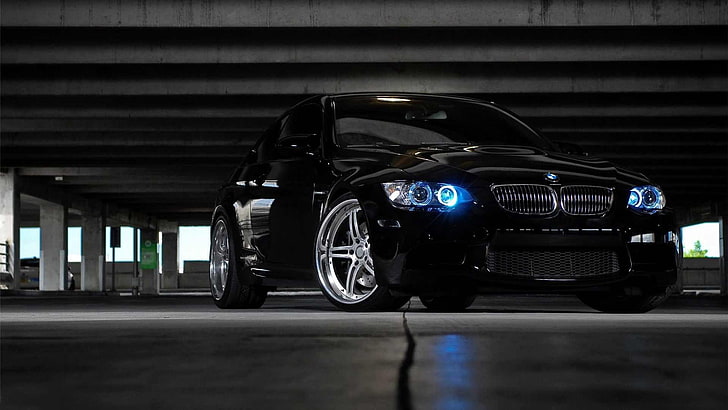 black BMW coupe, car, BMW, black cars, vehicle, BMW M3, HD wallpaper