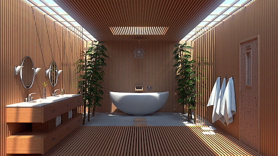 Blender, kamar mandi, desain interior, Wallpaper HD HD wallpaper