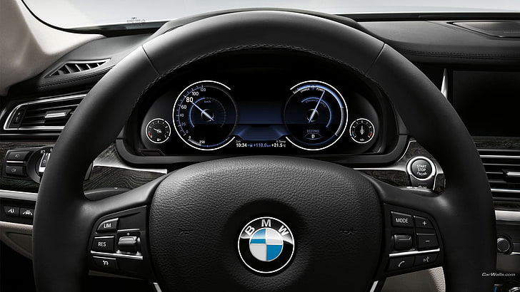 BMW 7, 스티어링 휠, 자동차, 자동차 인테리어, 차량, HD 배경 화면