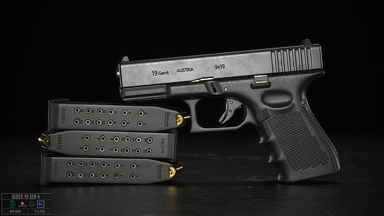 ปืน, อาวุธ, ปืนพก, อาวุธ, Glock, Glock 19 gen 6, วอลล์เปเปอร์ HD HD wallpaper