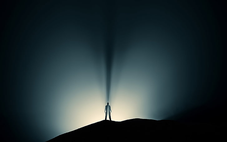 silhouette of person, rays, light, people, shadow, silhouette, HD wallpaper