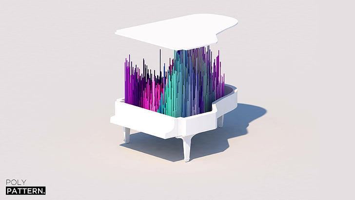 photo of white grand piano illustration, piano, 4k, 5k, iphone wallpaper, low poly, abstract, minimalism, HD wallpaper