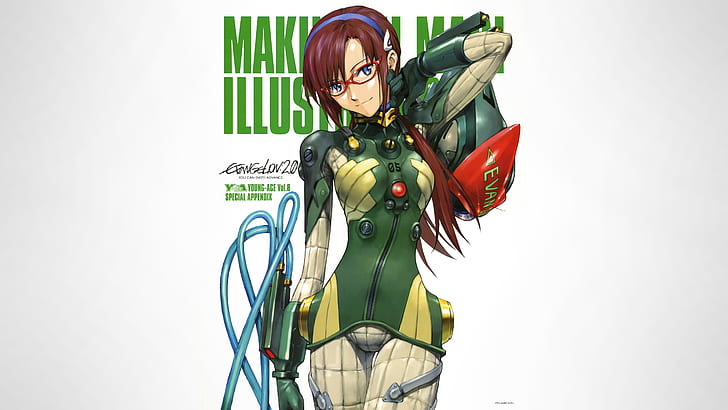 illustration, simple background, Makinami Mari Illustrious, anime girls, Makinami Mari, anime, Neon Genesis Evangelion, HD wallpaper