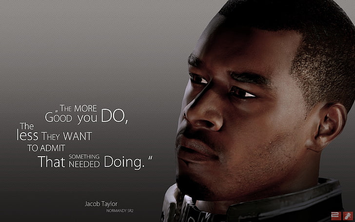 Jacob Taylor, Mass Effect 3, Jacob Taylor, cytat, spojrzenie, postać, Tapety HD