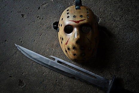 Jason Voorhees mask, mask, Jason, Friday the 13th, knife, HD wallpaper HD wallpaper