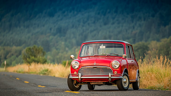 Classic Red Vehicel Car Street Mini Cooper British France Hd Wallpaper Wallpaperbetter