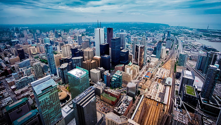 fotografía aérea de edificios durante el día, paisaje urbano, ciudad, HDR, edificio, Toronto, Fondo de pantalla HD