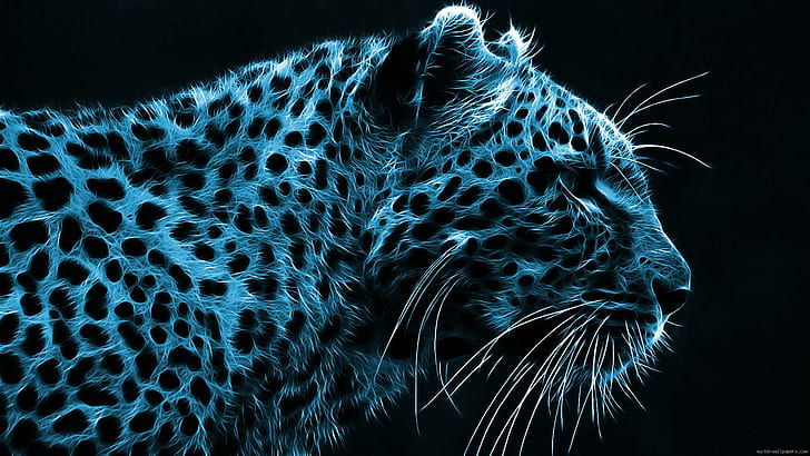 Macan tutul buatan, foto macan tutul hitam dan abu-abu, hewan, macan tutul, grafik, Wallpaper HD