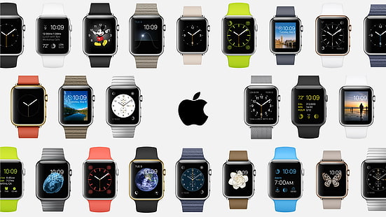 assorted Apple watch, Apple Watch, watches, wallpaper, 5k, 4k, review, iWatch, Apple, interface, display, silver, Real Futuristic Gadgets, HD wallpaper HD wallpaper