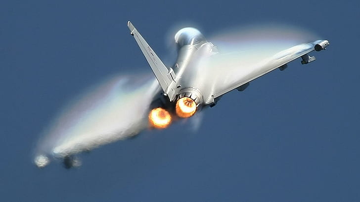 Euro Fighter, militar, eurofighter, azul, caza, tifón, aviones, Fondo de pantalla HD