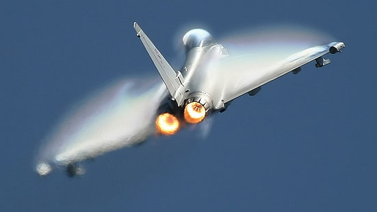 Euro Fighter, militar, eurofighter, azul, caza, tifón, aviones, Fondo de pantalla HD HD wallpaper